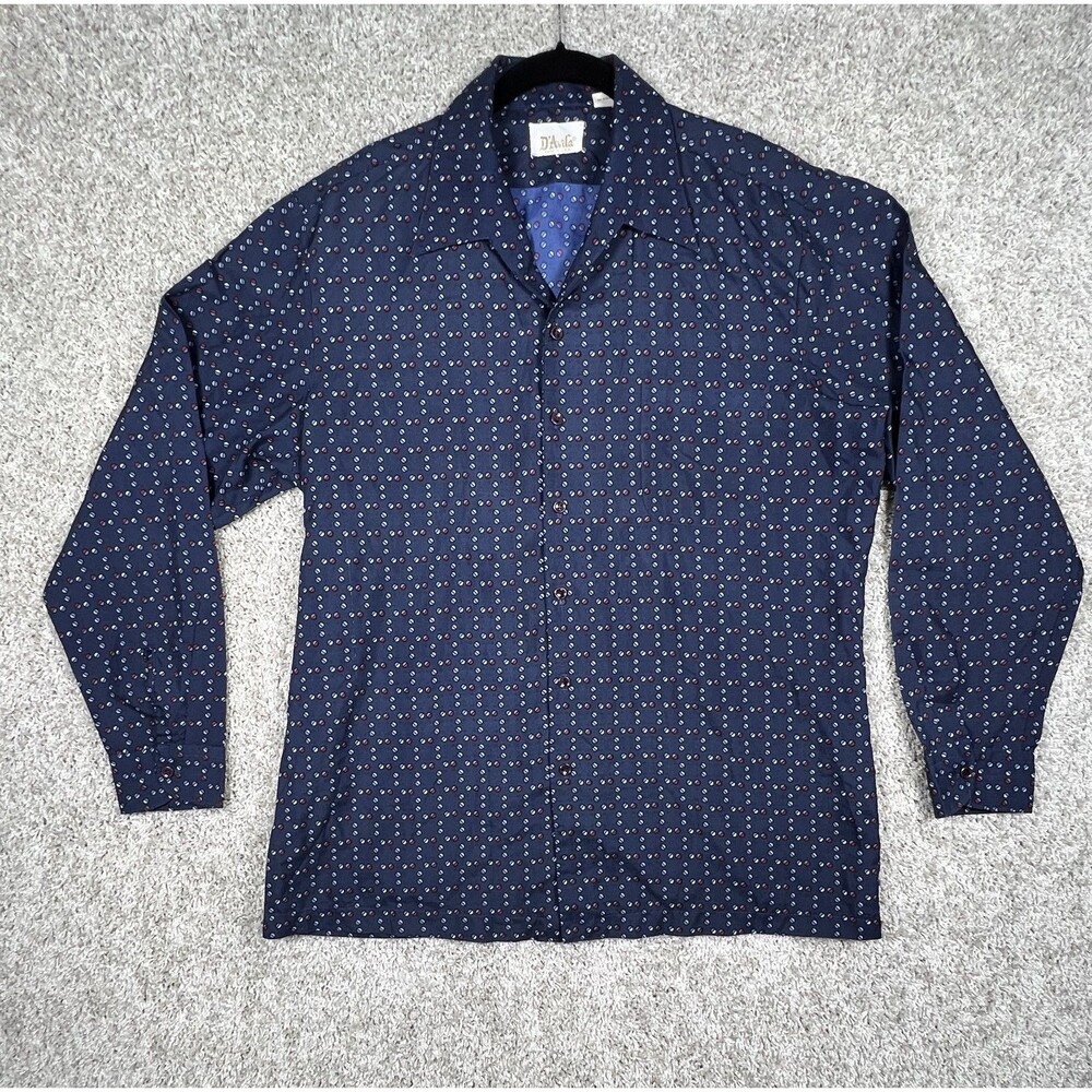 Vintage DAvila Made USA Button Up Shirt Mens XL Retro Geometric Disco